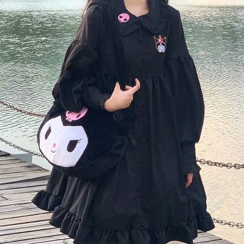 

Милое платье Hello Kitty в мультяшном стиле для студентов с длинным рукавом