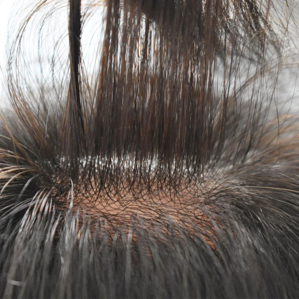 Invisible Super Thin Skin 0.06mm Mens Toupee Replacement Hair System V-Looped Mix Grey Hair Transparent Poly Male Prosthesis human hair toupee