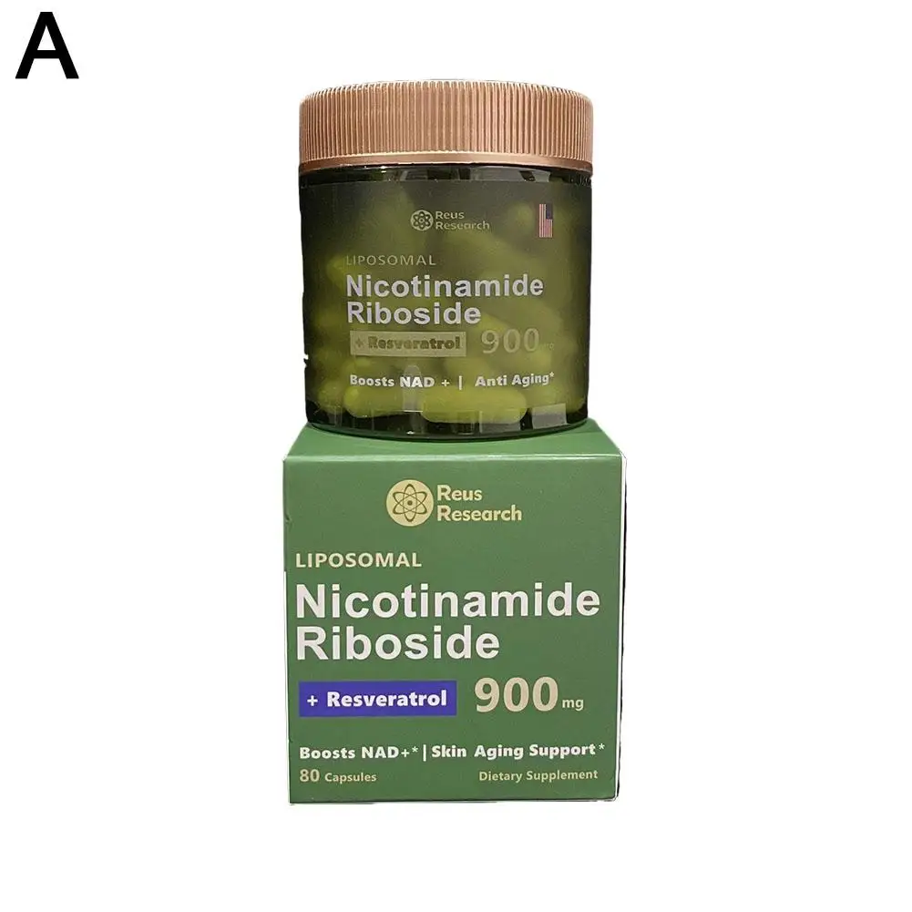 Nad Supplements 20Bottles NAD+ Supplement Capsules-Liposomal Nicotinamide Riboside Capsules 900mg With Resveratrol 80pcs/Bottle