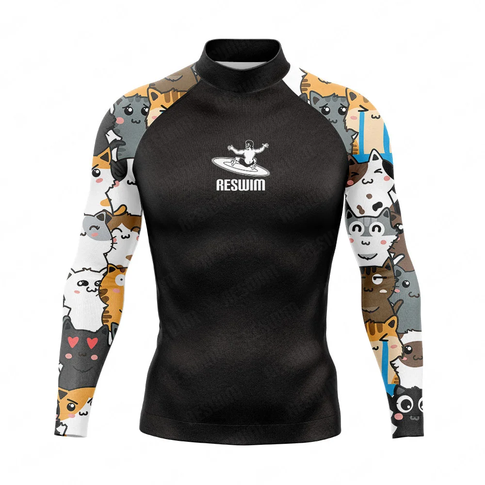 Men's Long Sleeve Rash Guard Swim Shirt Uv Sun Protetion Swimsuit Surfing Diving T-shirt Basic Skin Suit Tops Swimming Rashguard
