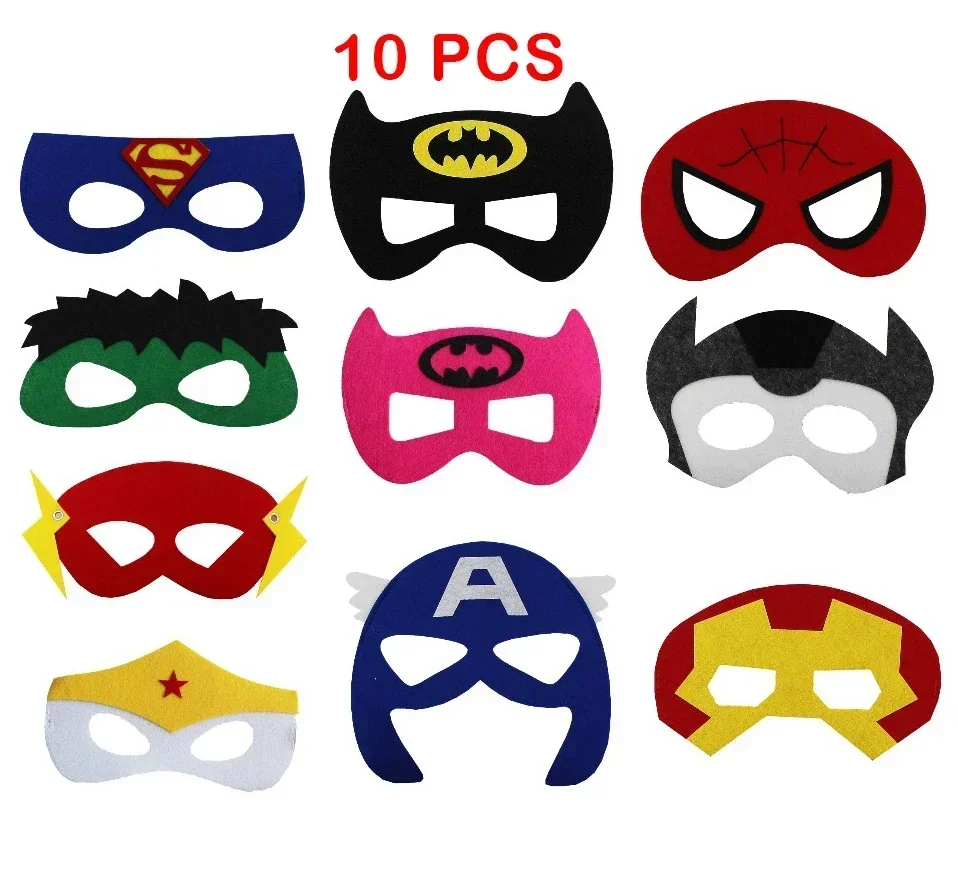 Cosplay Mask 10 Pcs/Lot Superhero Mask Cosplay Christmas Halloween Kids Adult Carnival Party Props Children's Birthday Felt Masks Masquerade