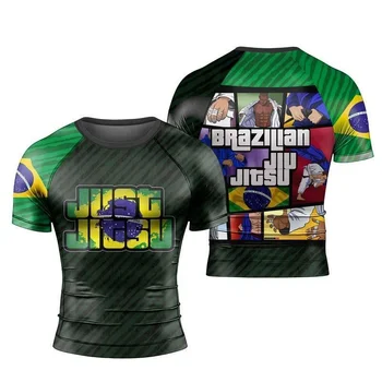 2026 Men Brazilian Jiu Jitsu T-Shirt Grappling Short Sleeve Sport Top Fitness Gym TrainingQuick Dry Sportswear Men's Clothing 1