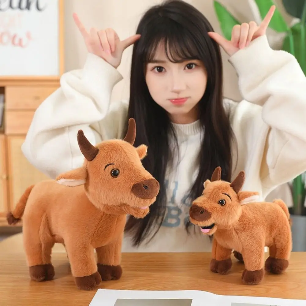 Stuffed Bull Cattle Animal Plush Doll ReaListic Simulation Scalper Bull Plush Toys Fluffy Soft Ox Cattle Stuffed Dolls Christmas