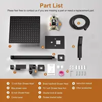 All copper black hot melt wall mounted showerhead shower set with concealed ceiling mounted showerhead embedded shower CIR302CLE 2