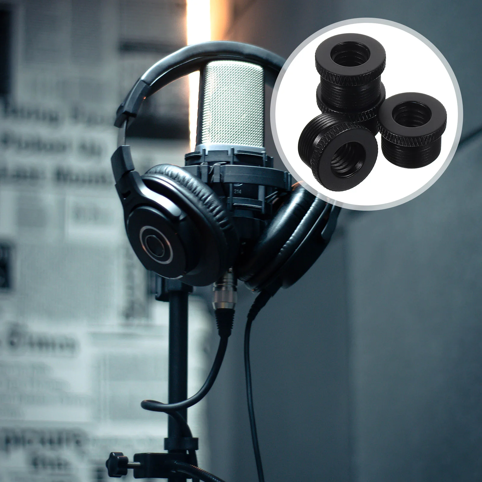 

4 Pcs Metal 3/8 to 5/8 Adapter Screw Microphone Stand Conversion Clip Stabilizing Black (material Number F5a) 4pcs