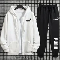 New in Women Tracksuit Trend Printing Hooded Sweatshirts Pants 2Pcs Set Casual Zipper Overcoat Suit Daily Clothing Autumn Winter