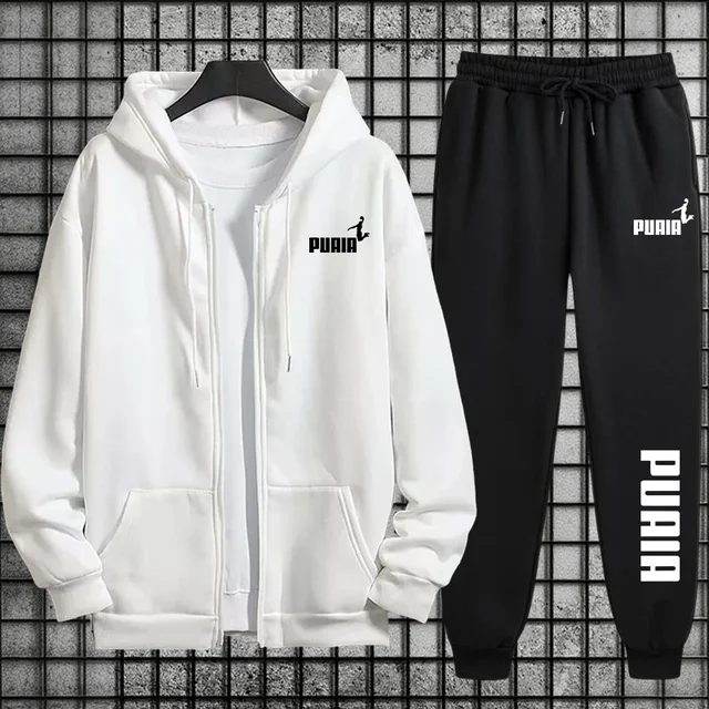 New in Women Tracksuit Trend Printing Hooded Sweatshirts Pants 2Pcs Set Casual Zipper Overcoat Suit Daily Clothing Autumn Winter