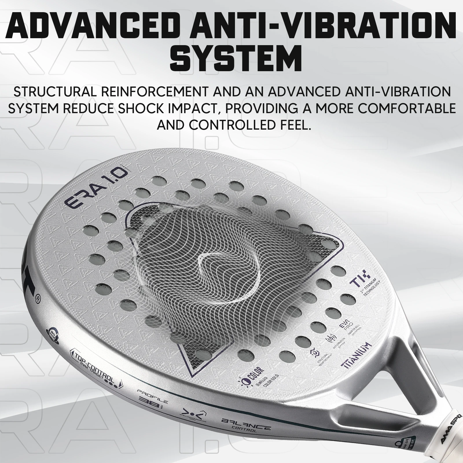 AMA SPORT 1St Titanium Silver Surface Padel Racket with Precision Holes,Intelligence Rebound Cork High-Performance Pala de Padel