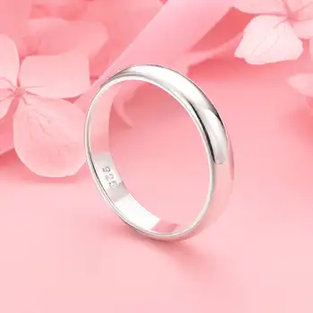 Anello lucido semplice in argento sterling 925 per gioielli regalo per festa di nozze con fascino da donna alla moda