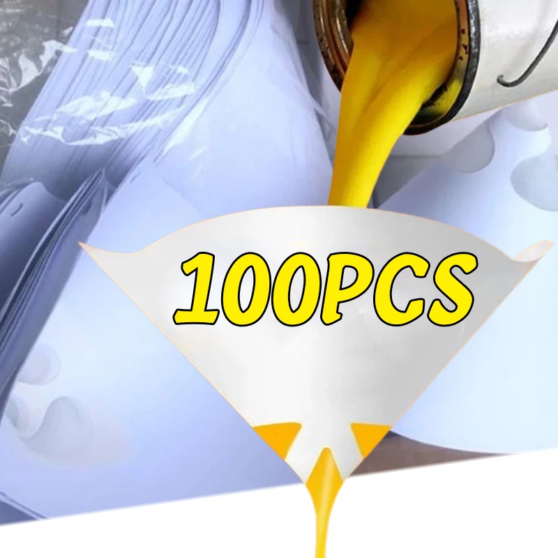 10-100pcs Car Disposable Paper Filter 190 Mesh Purifying Straining Cup Paint Spray Mesh Conical Nylon Micron Paper Funnel Tools