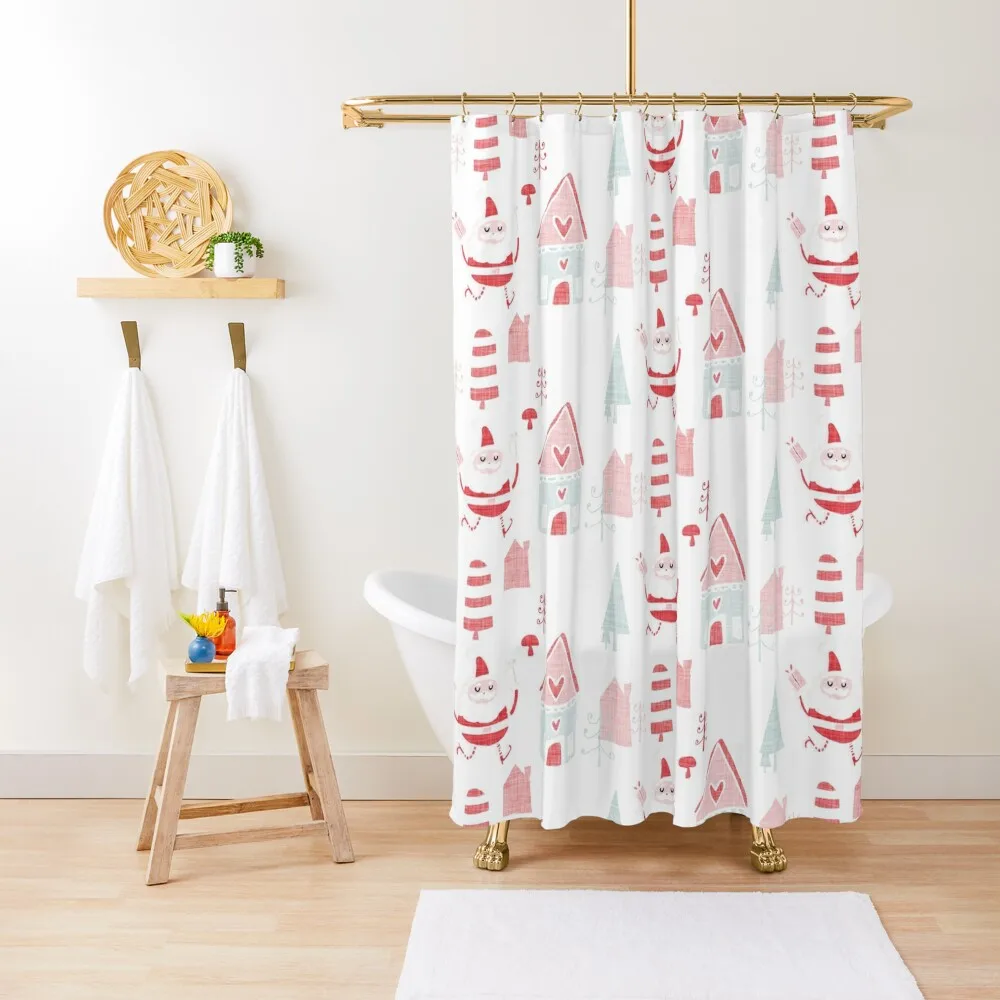 

Santa is in Town White #Holiday #Christmas Shower Curtain Waterproof Shower Funny Shower Anime Bathroom For Bathrooms Curtain