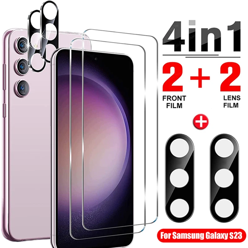 4in1 Tempered Glass Protective for Samsung Galaxy S23 S23+ Plus 5G Screen  Camera Lens Protection Cover Film for Galaxy S23 Plus - AliExpress