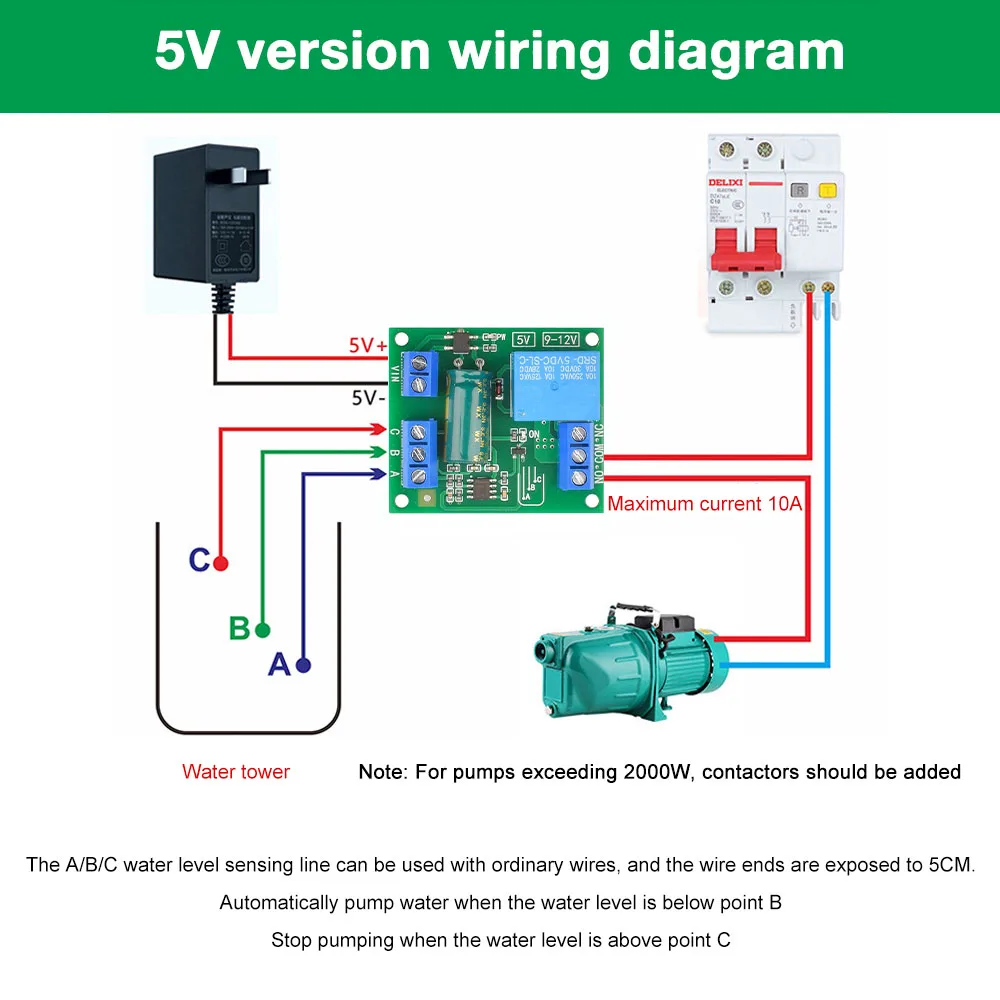 5V/12V Water Level Automatic Controller Liquid Sensor Switch Solenoid valve Motor Pump automatic control Relay Board