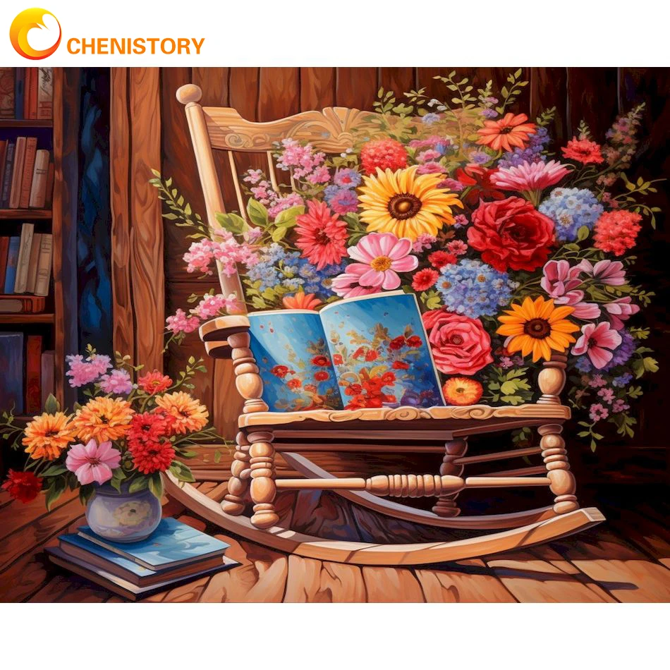 

CHENISTORY Diy 5D Diamond Painting Kit Flower Full Round Diamond Embroidery Scenery Mosaic Picture Handmade Home Decor New