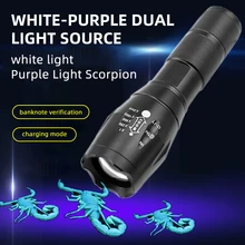 

Purple Light Scorpion Light Led Amber Banknote Detector Fluorescent Agent Detection Light Pen Rechargeable Lightning Flashlight