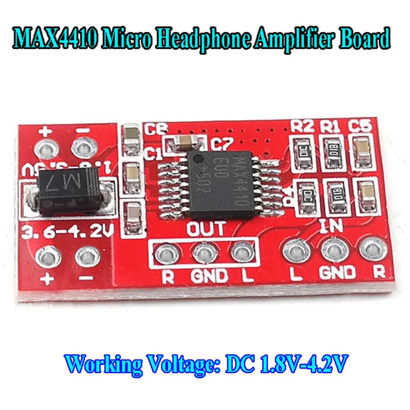 MAX4410 80mW+80mW 스테레오 마이크로 헤드폰 증폭기 보드 모듈 DC 1.8V-4.2V