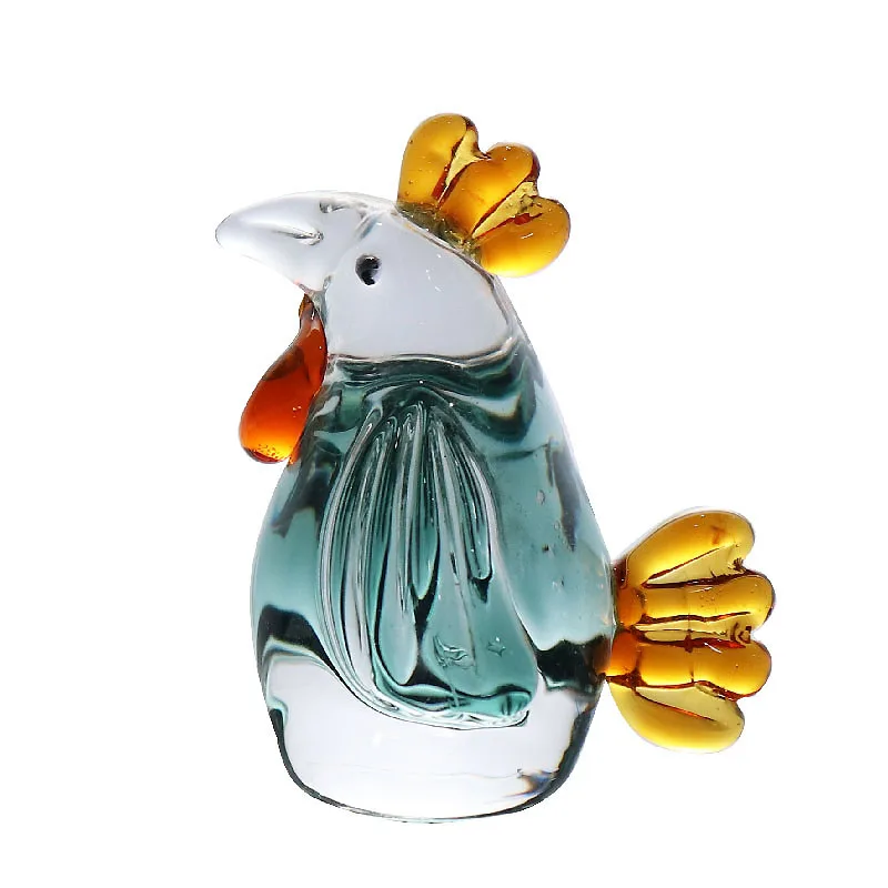 

Hand blown Murano Glassware Handmade Green Glass Chicken Figurines Sculpture