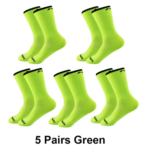 5 Pairs Cycling Socks Men Breathable Mesh Sport Running Socks Racing Road Bicycle Mid Tube Solid Letter Football Bike Socks Man - Image 7
