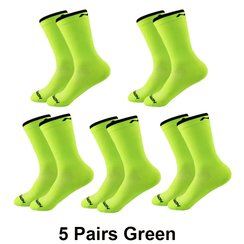5 Pairs Cycling Socks Men Breathable Mesh Sport Running Socks Racing Road Bicycle Mid Tube Solid Letter Football Bike Socks Man - Image 7