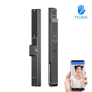 TTLock APP Waterproof Face Recognition Fingerprint Password RFID Card Automatic Lock For Bridge-Cut Aluminum Alloy Door Used 1