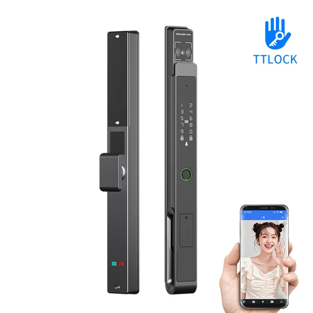 TTLock APP Waterproof Face Recognition Fingerprint Password RFID Card Automatic Lock For Bridge-Cut Aluminum Alloy Door Used 1