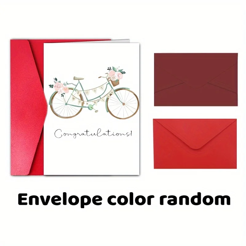 1pc, happy wedding card, romantic wedding card, bicycle sweet congratulation for husband wife。
