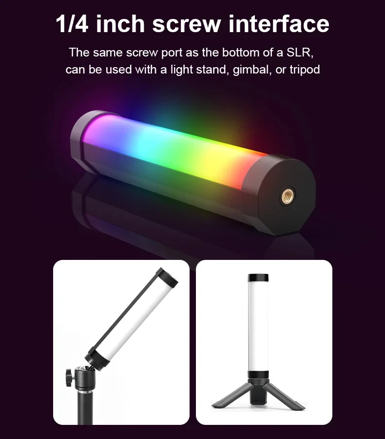 LUXCEO V8 LED 사진 조명, 휴대용 RGB 라이트 튜브 스틱, 비디오 소프트 라이트, 2000mAh 배터리 카메라 필, LUXCEO P200
