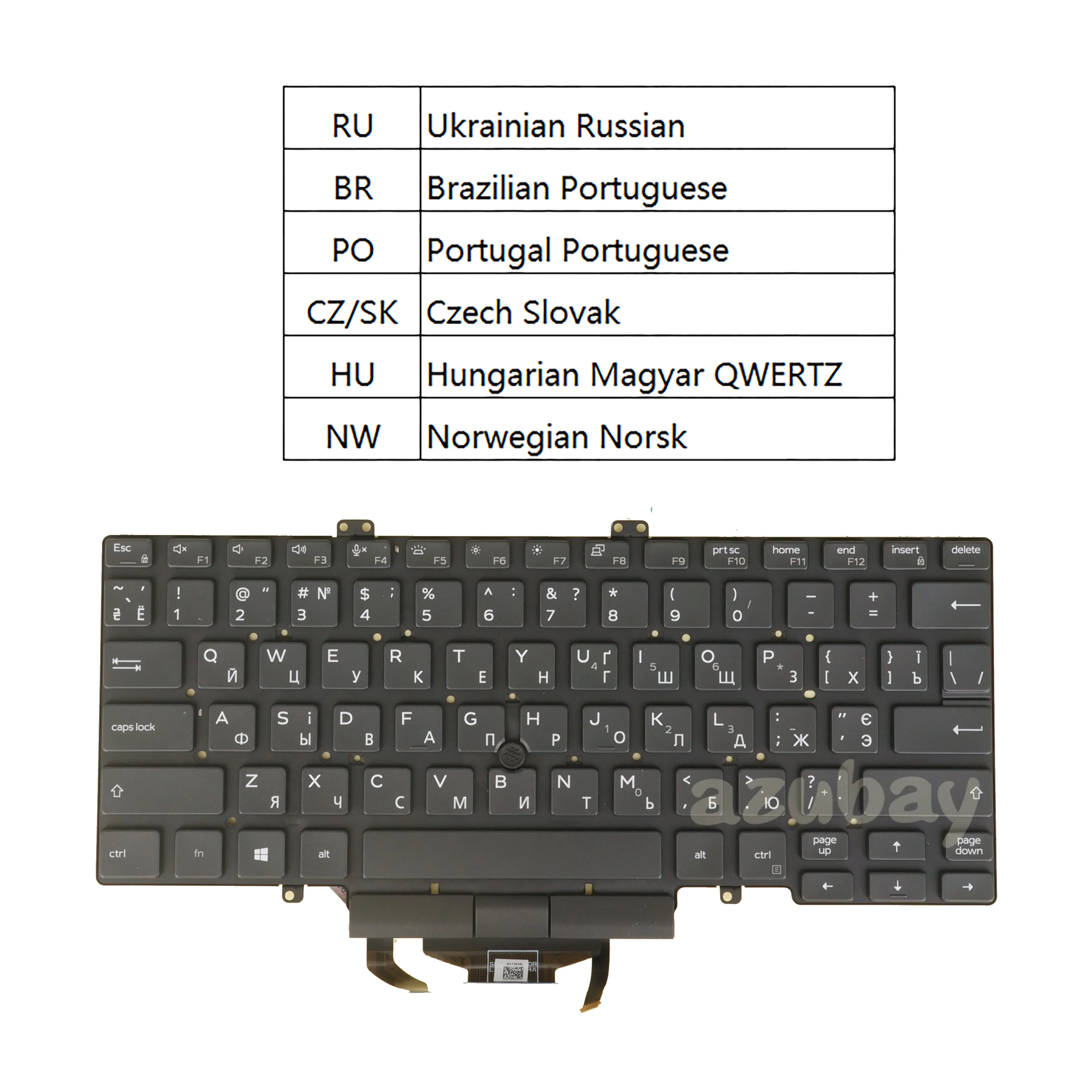 Teclado para Notebook Retroiluminado para Dell Latitude 5400 5401 5410 5411 Y2023 Português Tcheco Eslovaco Húngaro Qwertz Norueguês Russo