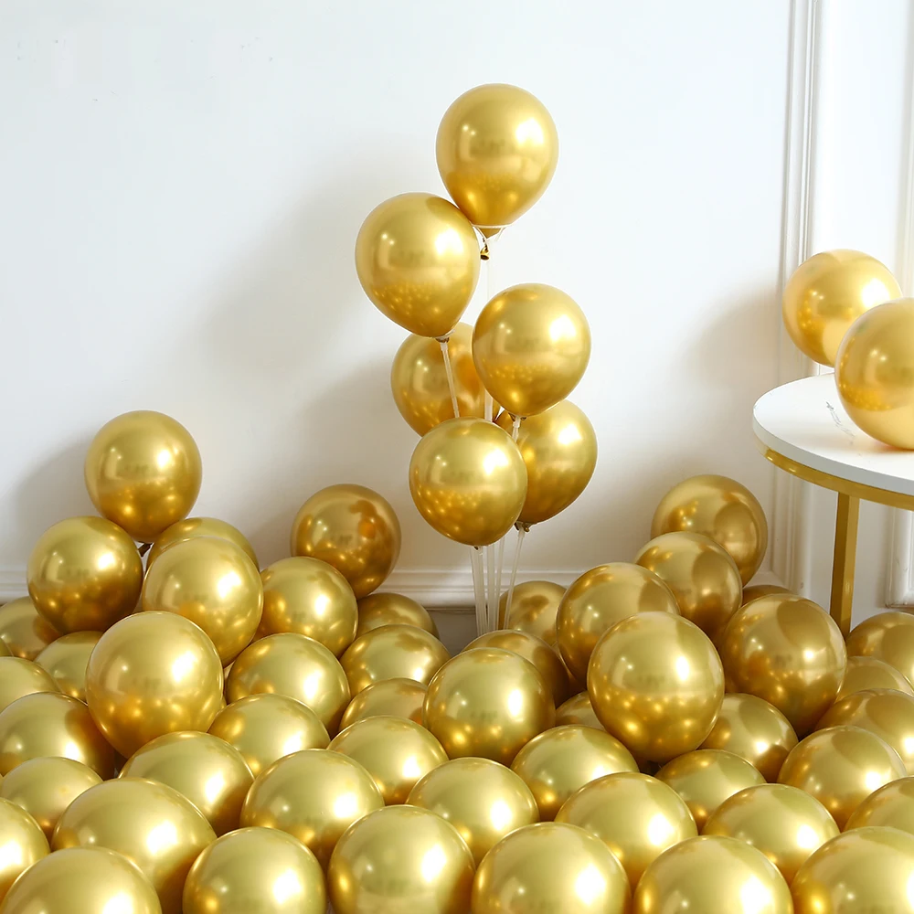 158 pzas Globos dorados cromados metálicos blanco y color arena para  despedida de soltera, bautizo, compromiso, decoraciones para fiestas de  cumpleaño