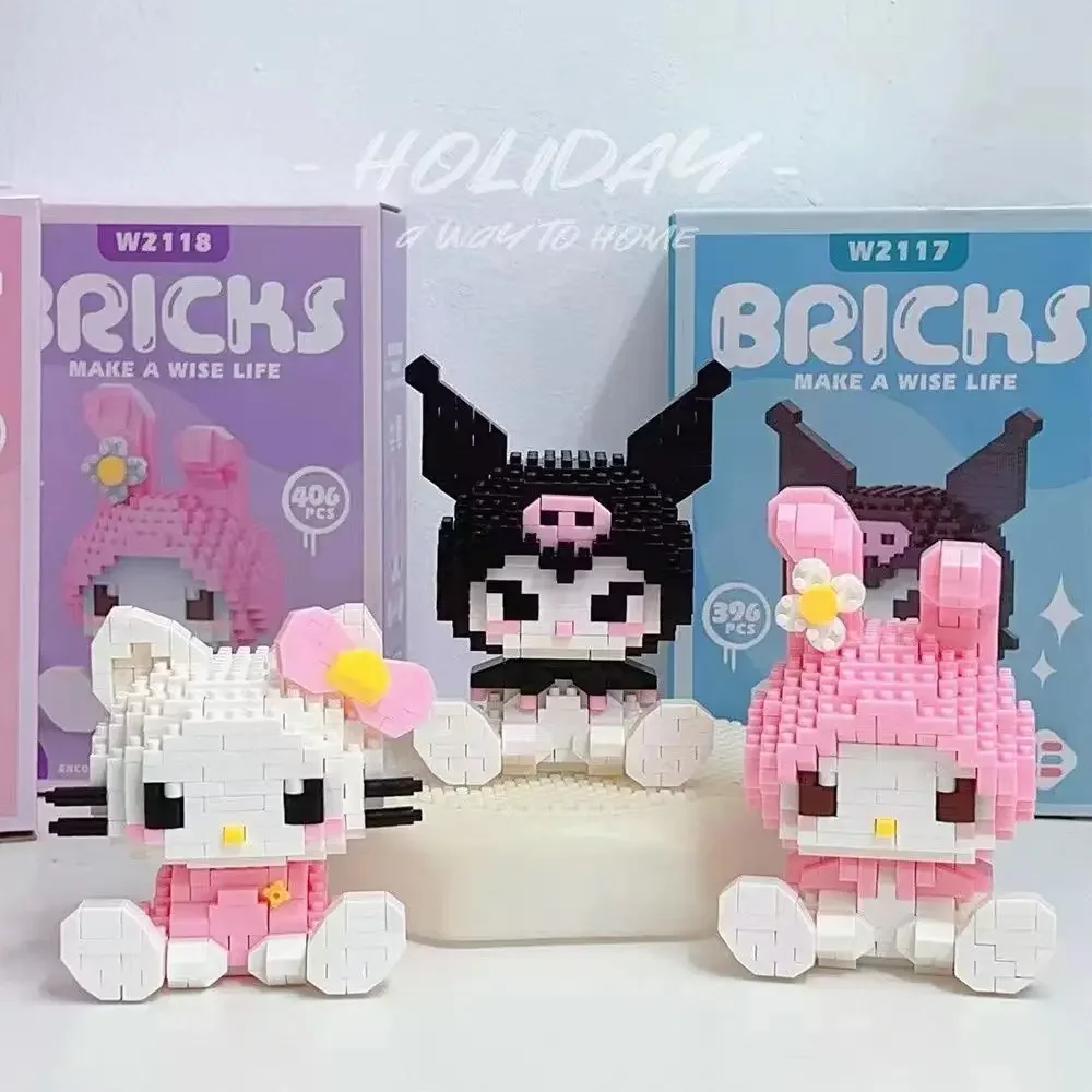 Sanrio Hello Kitty Building Block Anime Figure Cinnamoroll Kuromi Pochacco Assembled Toys Decorative Children's Puzzle Gift