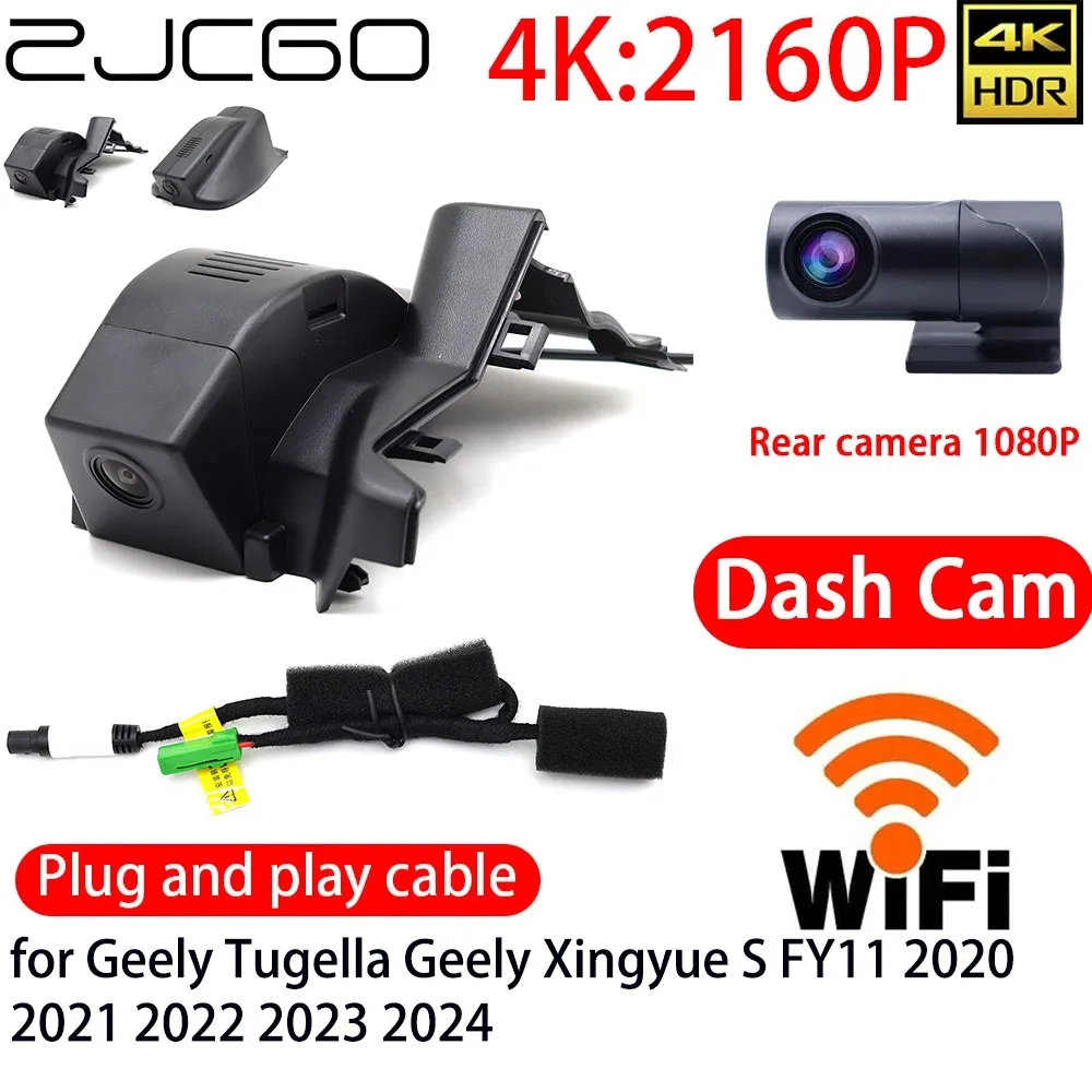 

ZJCGO 4K DVR Dash Cam Wifi Front Rear Camera 24h Monitor for Geely Tugella Geely Xingyue S FY11 2020 2021 2022 2023 2024