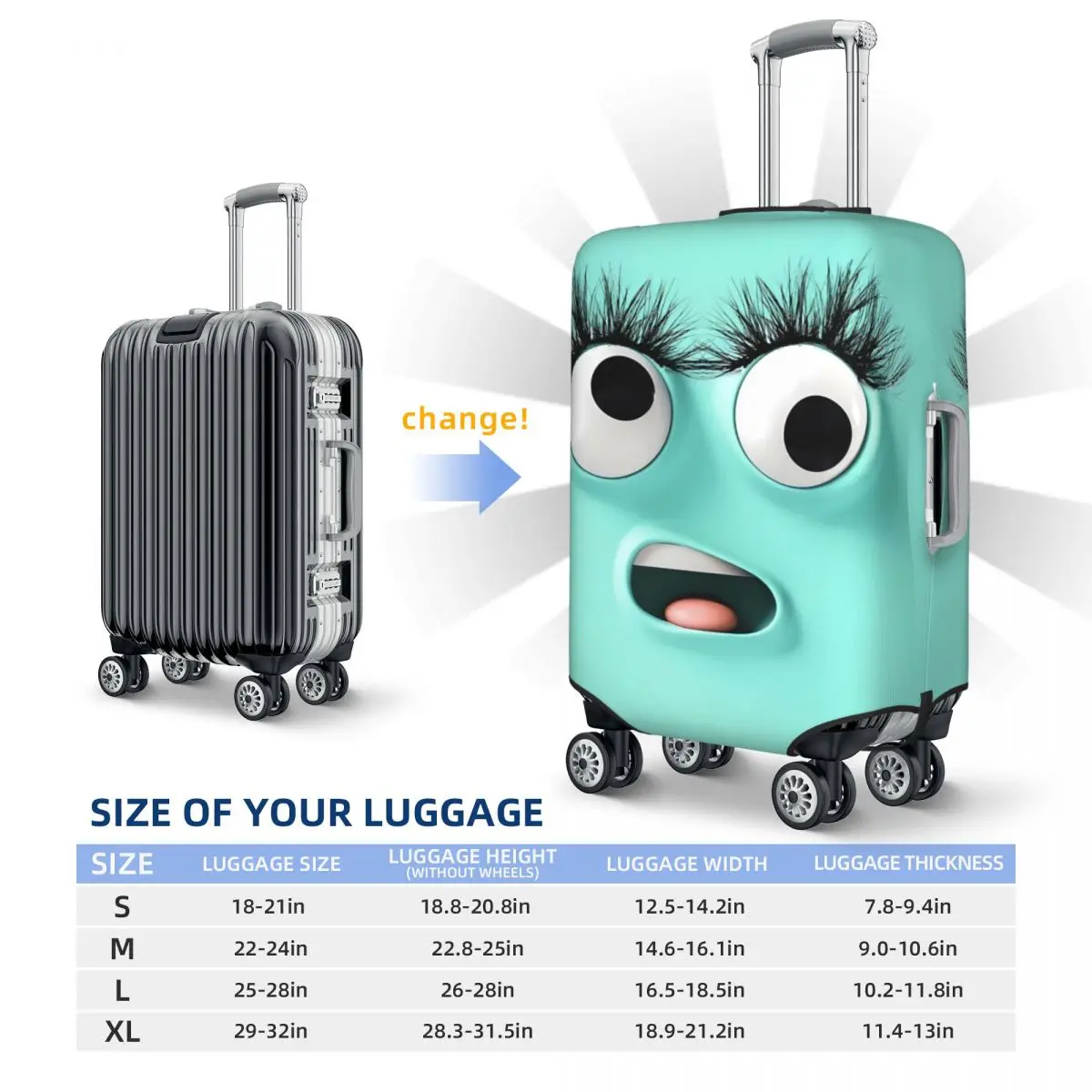 Funny Expression Suitcase Cover Holiday 3d Cartoon Face Fun Luggage Accesories Business Protection 6