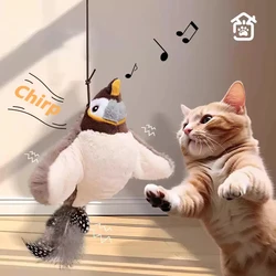 Interactive Bird Sound Cat Toy with Catnip - Wall - Mounted Teaser (Grey Cat Bird)