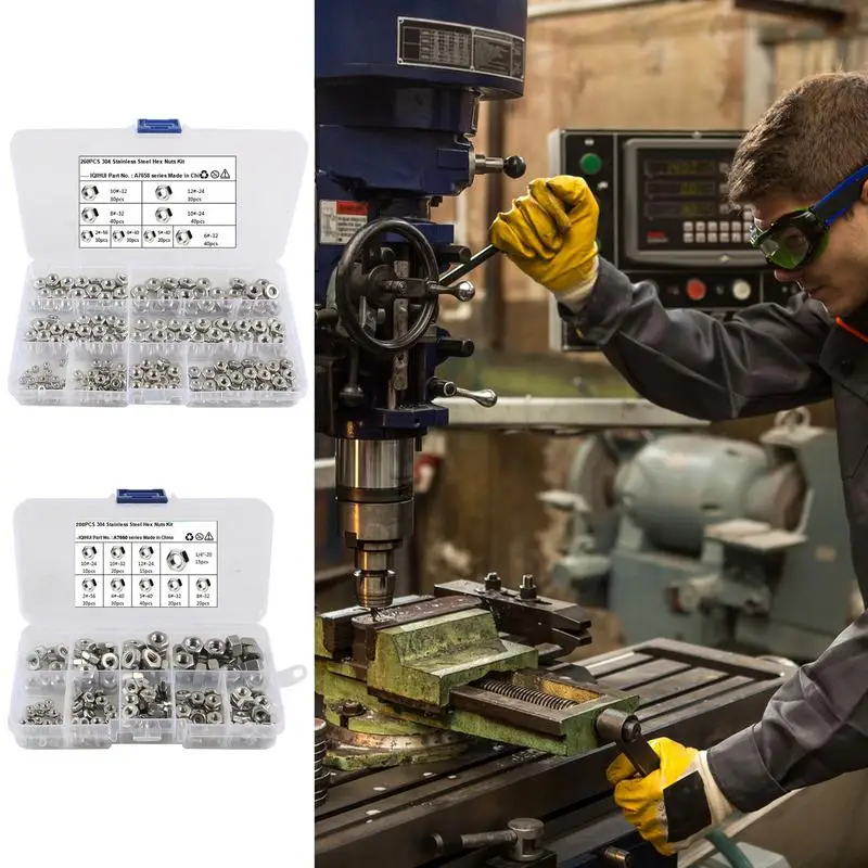Hex Nuts Kit Coarse Thread Hexagon Nut Hex Hardware Nuts Hardware Hexagon Nut Heavy Duty Replacement Nut For Home Mechanism &