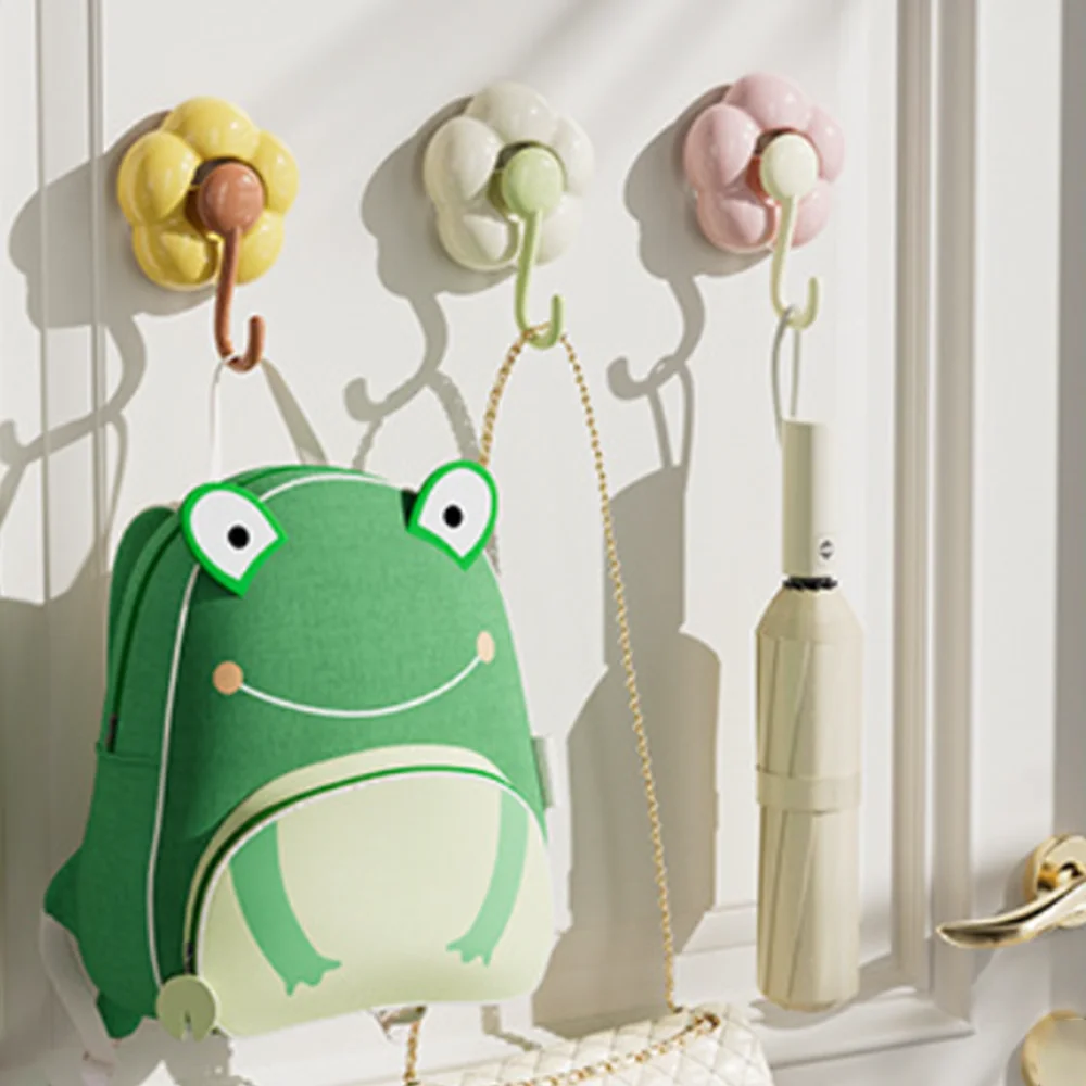 1pc yellow/pink/green flower suction cup hook, no punching and no marks, suitable for behind the bathroom door in the bathroom