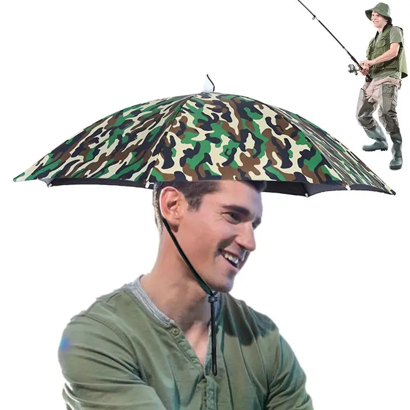 

Fishing Umbrella Hat Collapsible Head Mounted Umbrella Hat Hands-Free Umbrellas With Reinforced Skeleton Structure For Fishing