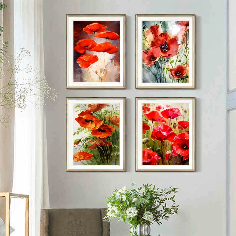 Diamond Painting Kits Poppy Flower 5D DIY Cross Stitch Mosaic Home Decor
