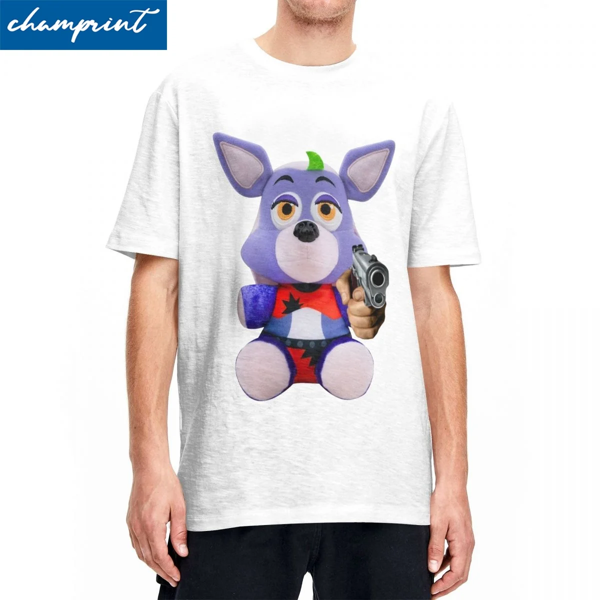 Roxanne Wolf Gun T-Shirt Uomo 100% Cotone Top Divertente Fnaf Girocollo Manica Corta