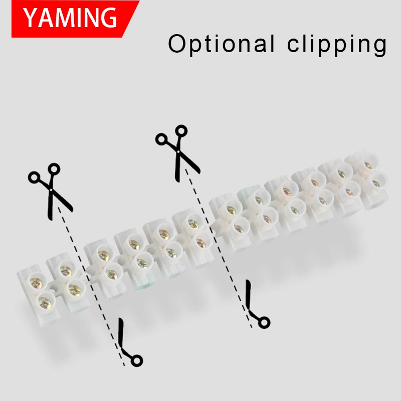 Nylon Terminal Blocks 5/10/20/30/60/100A Plastic 12P Bit Wire Connector With Fixed Screws Mounting Wiring X3-1012