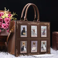 Sac de créateur vintage et de luxe avec broderie délicate impression de chat sac fourre-tout populaire et à la mode pour femmes de grande capacité 5