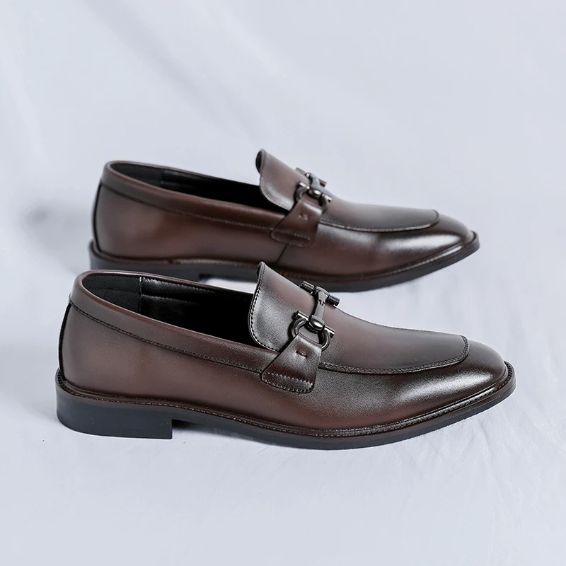 Leather Shoes Italian Mens Dress Shoes Soft Sole Business Office Casual Shoes Lightweight Leather Driving Loafer Mocassin