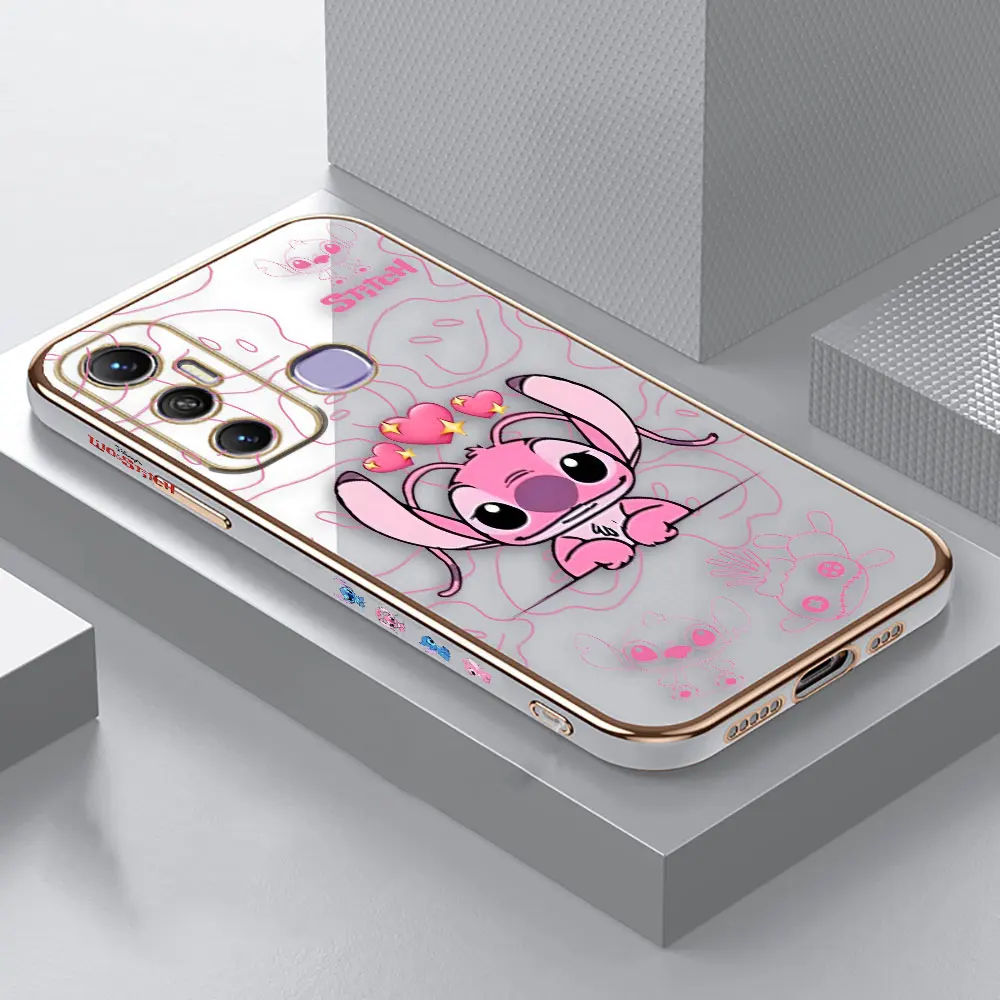 thumbnail image 1 of Smooth E-TPU Phone Case Infinix TECNO POP SPARK 6 7 8 10 20 GO 20C CAMON 17 18 19 POVA 2 3 5 Case Anime Lilo Stitch Angel Couple, 1 of 5