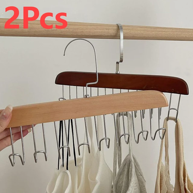 Multifunctional Clothes Hanger with 8 Hooks Space Saving Wooden Rack Closet  Organizer for Belts Tank Top Bras Tie Jeans Trousers - AliExpress