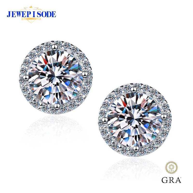 2 Carat Moissanite 925 Sterling Silver Stud Earrings