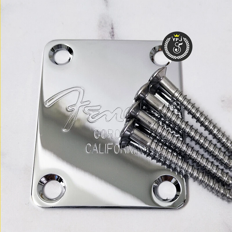 1 Set for Fender Electric Guitar Neck Plate 4 Holes with 4 x Screws Fit for Strat Tele Electric Guitars Replacement