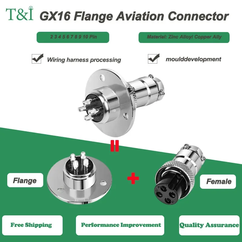 

5/10 Sets GX16 Flange 2/3/4/5/6/7/8/9/10 Pin Male&Femal Fixing Aviation Plug&Socket Connectors Circular Type Connectors