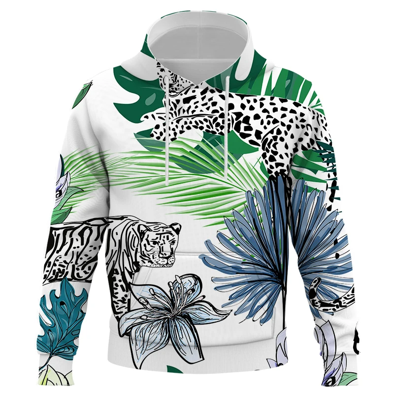 

Jungle Animal Tiger Leopard Men's Hoodies 3D Print Teens Spring Long Sleeve Cool Sweatshirts With Hood Jackets Pullover Fashion