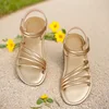 Students Golden Sandals 2025 Girls Romanesque Hollowed Out Breathable Children's Sandals Soft Soled Atmospheric Girls' Sandals 3