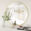 27'' Round Wall Mounted Mirror, Wall Decor Mirrors, Bathroom Bedroom Living Room Glass Vanity Mirror, Black/Golden 1