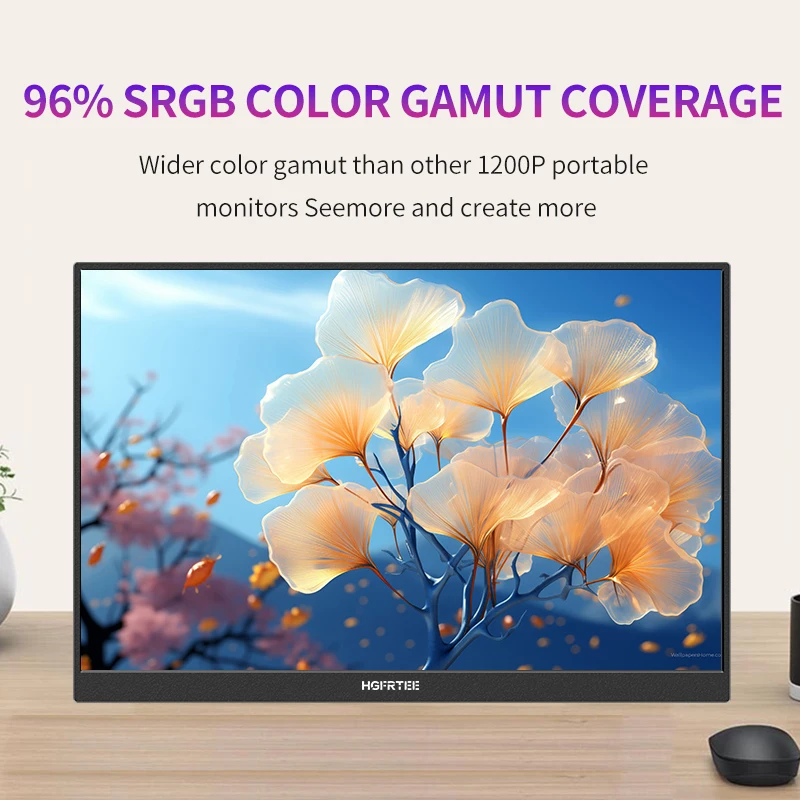 HGFRTEE 16inch Touch Portable Monitor 16:10 96%sRGB 350Cd/m² Second Screen For Laptop With Holder Stand Type-C HDMI-Compatible 6
